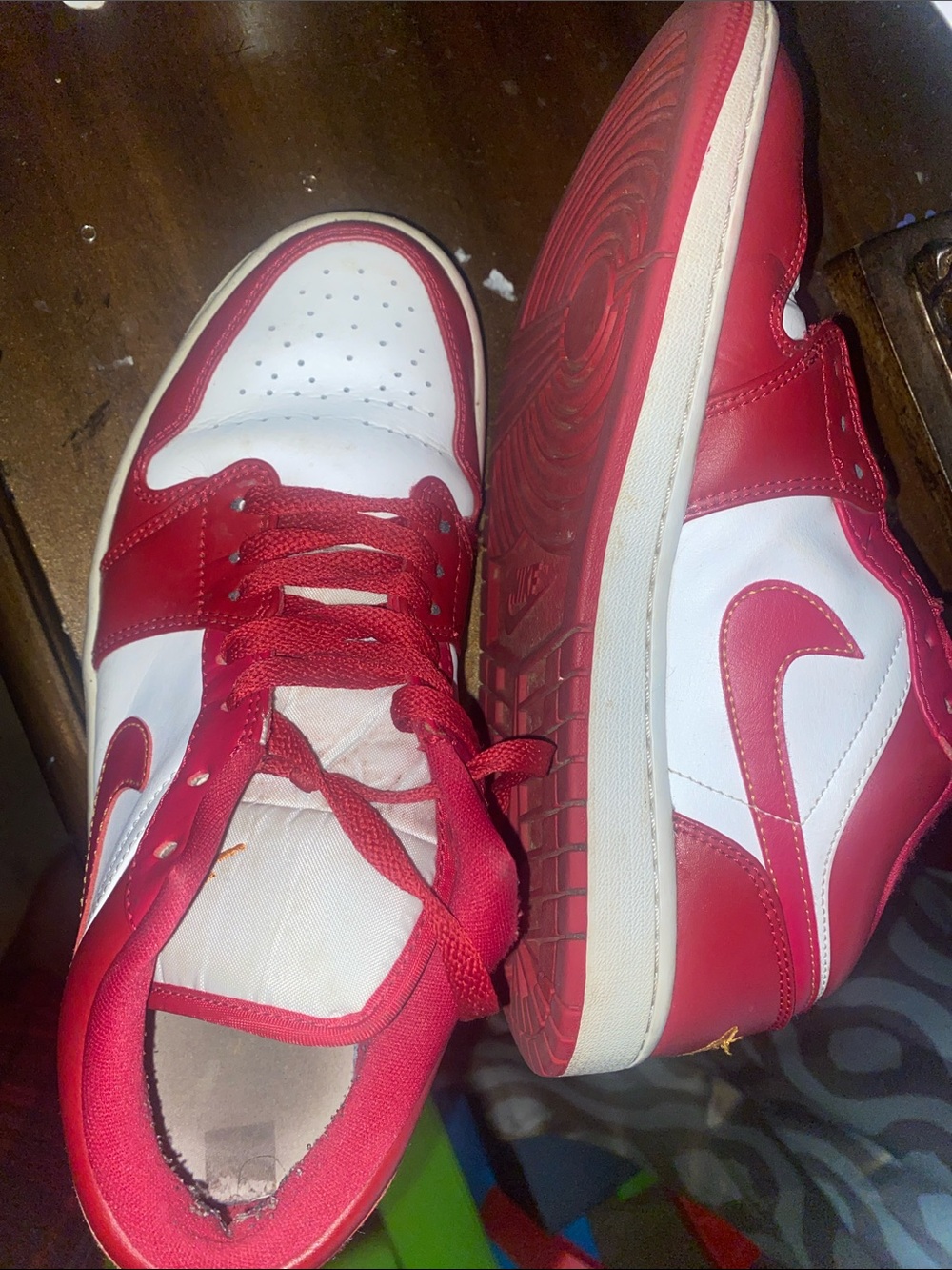 Red and White Low-Top Sneakers
